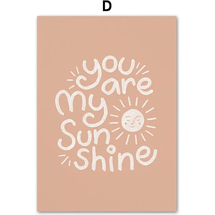 Poster Alpaka · You are my Sunshine · Alphabet · Regenbogen als Deko Print ohne Rahmen - D / 15 x 20 cm