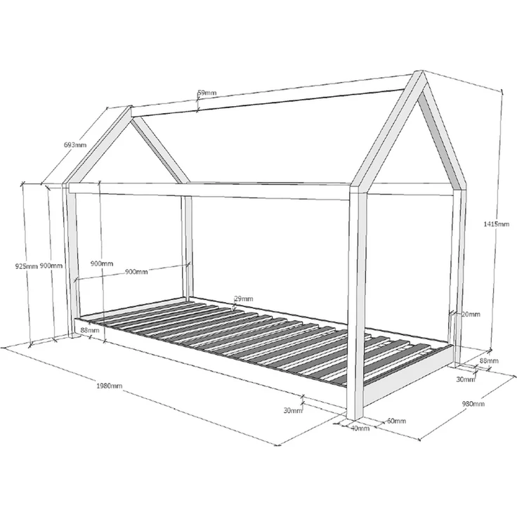 Vipack Hausbett, Holz natur, 90x200 cm – Bild 5