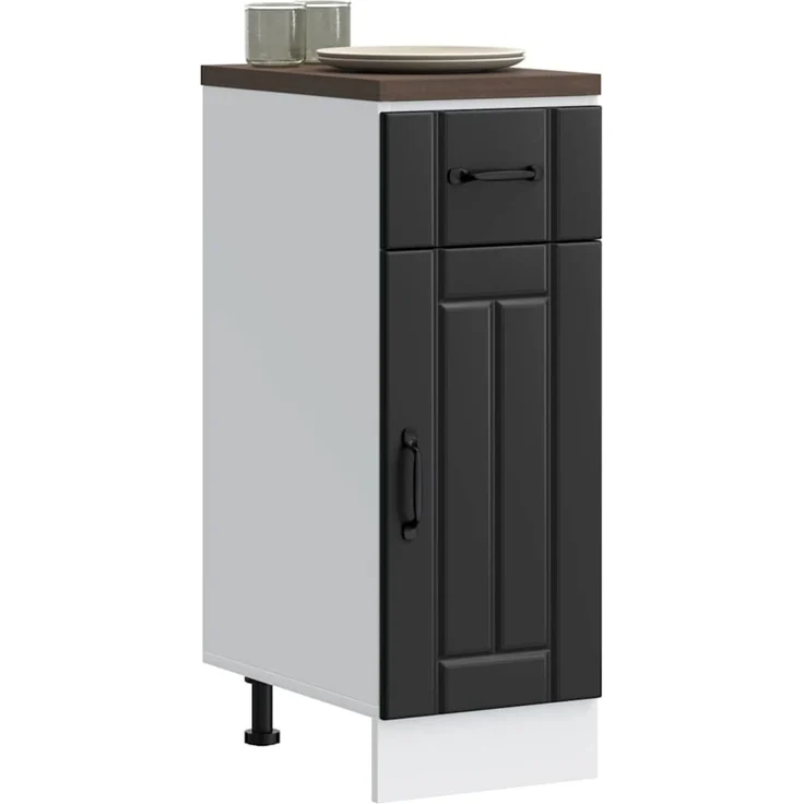 vidaXL Küchen-Unterschrank Lucca Schwarz Holzwerkstoff 853698 – Bild 4