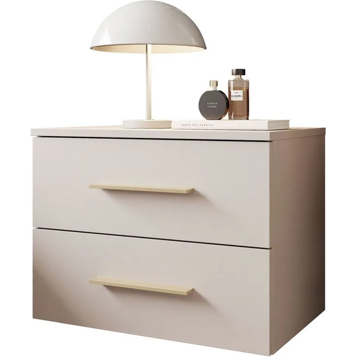 Lookway Nachttisch LINA 2S Kaschmir Hängender Nachttisch mit LED-Beleuchtung (1x Nachttisch), Breite: 55 cm
