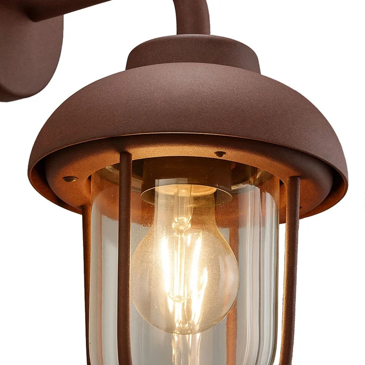 LED Wandleuchte, Laterne, Alu, rostfarben, H 33 cm – Bild 6