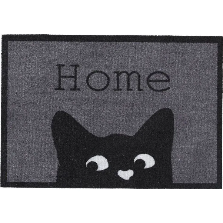 MD Entree Fußmatte Impression Schmutzfangmatte Eingangsmatte Innenbereich, rechteckig, Höhe: 5 mm, bei 30° waschbar, anti-rutsch, 40 x 60 cm, Home Cat, grau