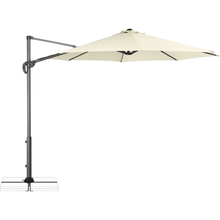 Derby by Doppler Sonnenschirm / Ampelschirm "Ravenna Smart 300", inkl. Standkreuz, natur, Ø 300 cm