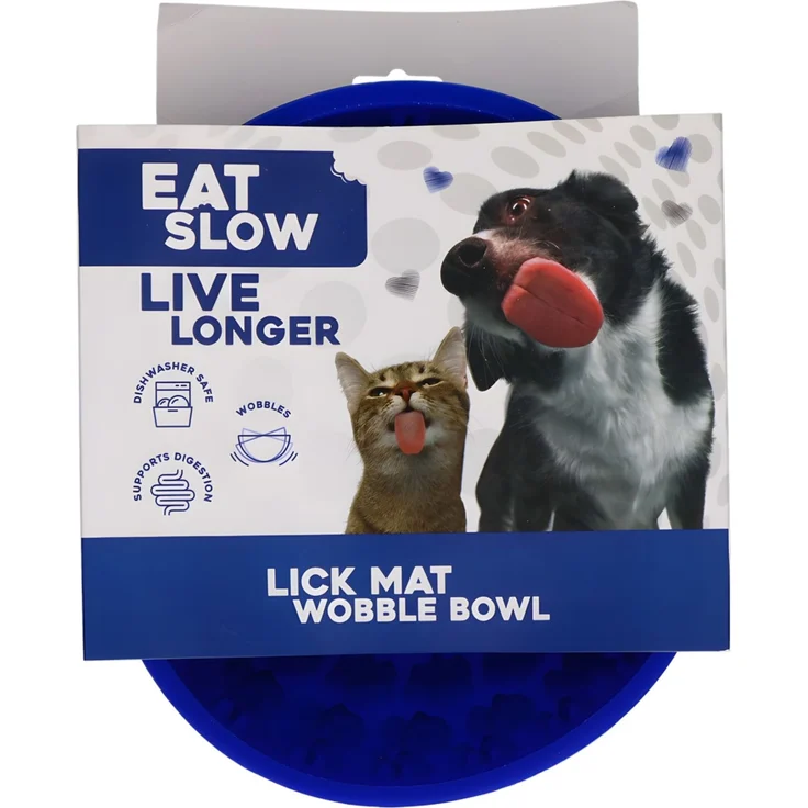 Eat Slow Live Longer Anti-Schlingnapf Wobble blau, Durchmesser: 17 cm – Bild 1