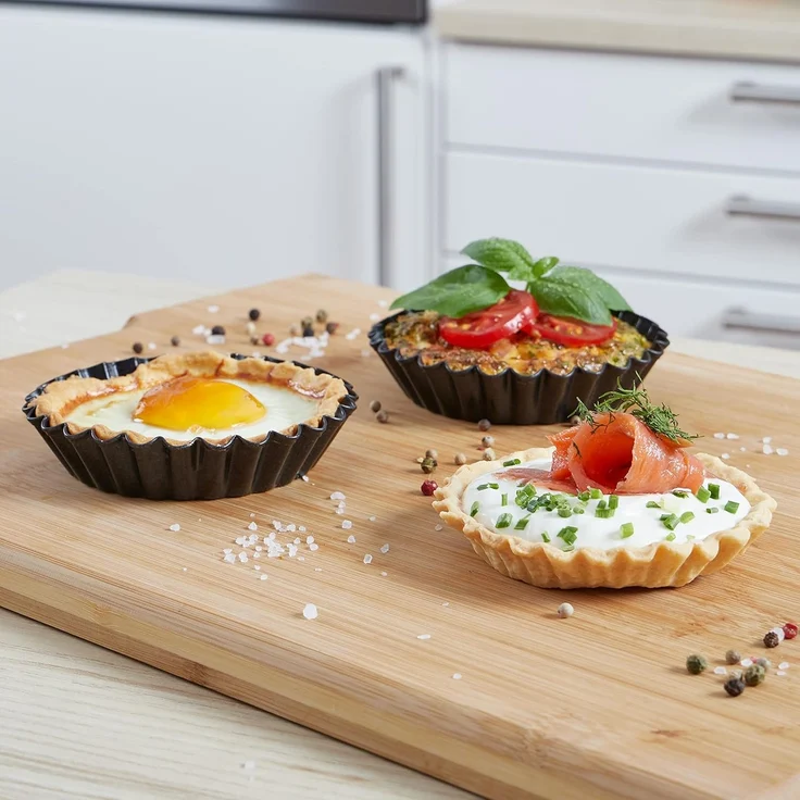 Grizzly Tarteform 10er Mini Tartelette Förmchen Ø 11 cm, Antihaft, Backformen Set, (10-tlg), Für Mini Obstboden, Mini Torteletts & Mini Tarte – Bild 5