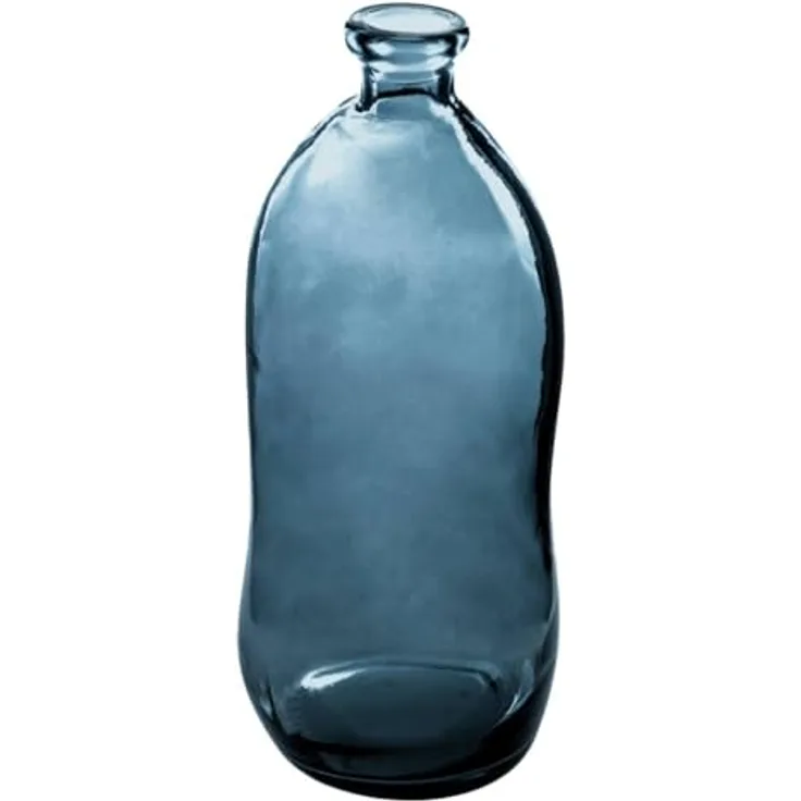Atmosphera Vase Dame Jeanne, recyceltes Glas, sturmblau, H 73 cm