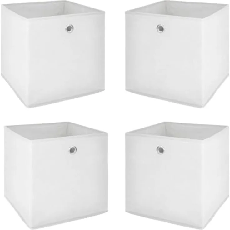 Faltbox 4er Set FLORI 1 in weiß mit Metallösen 32x32 cm