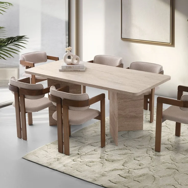 Calicosy 'LOFT' Esstisch mit rechteckiger Platte und 2 Beinen L180 cm - Beige - Beige – Bild 10