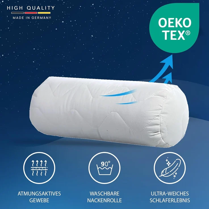LILENO HOME Nackenrolle 15x40 (4er Set) – 95 °C waschbar, Oeko-Tex, Made in DE – Allergiker Kissenrolle für optimale Entspannung & Entlastung – Ideales Nackenrolle Kissen für Rücken & Nacken – Bild 6