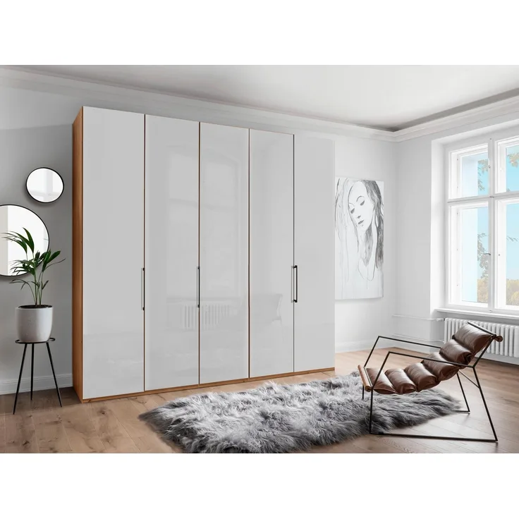 WIEMANN Drehtürenschrank Monaco, Made in Germany, höhenverstellbare Inneneinteilung mit edler Glasfront und hochwertigen Beschläge inkl. Türdämpfung