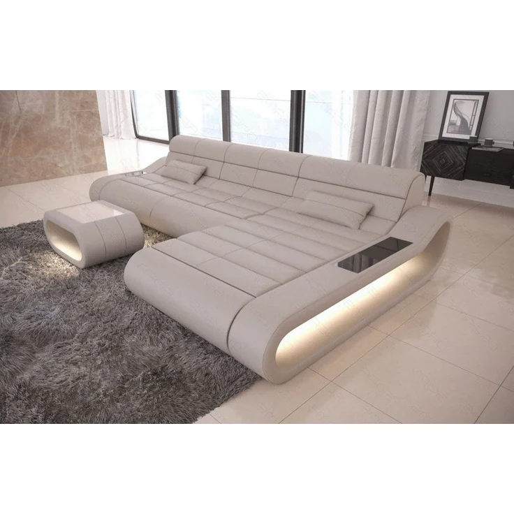 Couch Concept Lang L-Form in Leder - Kunstleder - beige - Rechts – Bild 2
