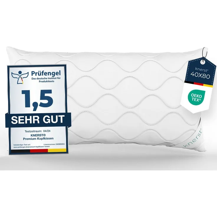KNERST Kopfkissen Microfaser KomfortFlex Kopfkissen, Füllung: 100% Polyester, Seitschläfer, Rückenschläfer, Bauchschläfer, Reißverschluss für Füllung-waschbar-allergikerfreundlich,flauschig