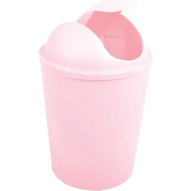 MSV Kosmetikeimer Abfalleimer Schwingdeckeleimer 5,5 Liter Kunststoff Pastellrosa