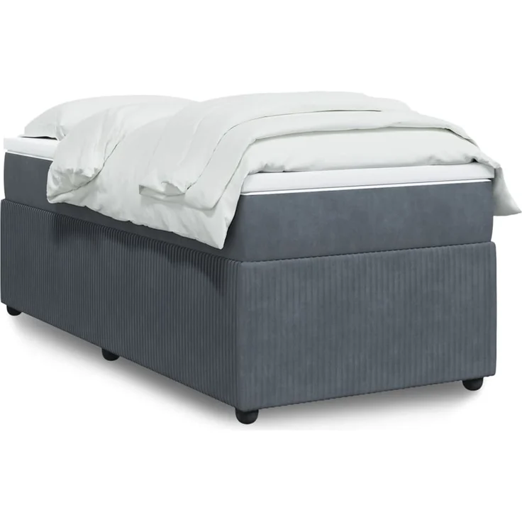 vidaXL Boxspringbett mit Matratze Dunkelgrau 80x200 cm Samt 3285603 – Bild 1