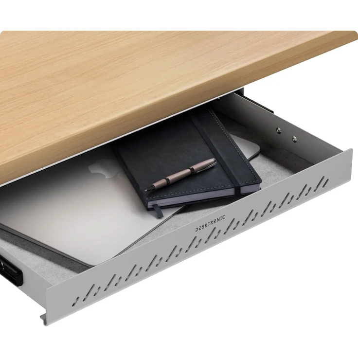 Schubladen-Organizer unter dem Schreibtisch, 41 x 27 x 5 cm, Hochwertiger Stahl, Ausziehbarer Platzsparer Grau – Bild 1
