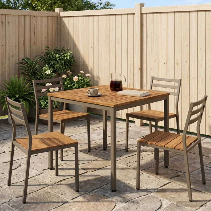 vidaXL Gartentisch NAARDEN Natur und Kaffee 80 x 80,5 x 75 cm 901312 – Bild 1