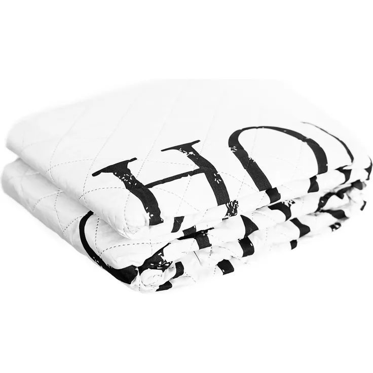 Tagesdecke, Sofaüberwurf Home-Motiv aus 100% Polyester mit grauen Herzmustern 140x210 cm