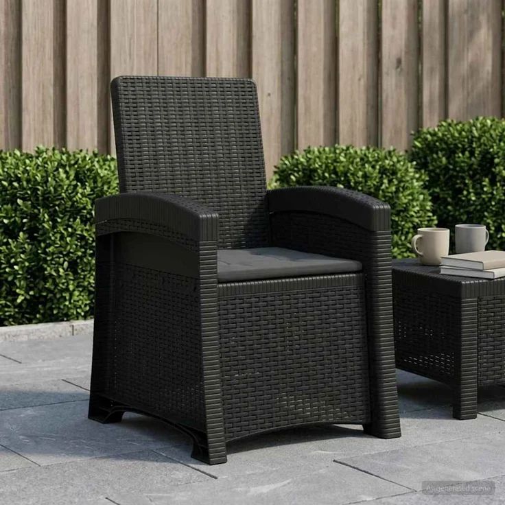 vidaXL Liegesessel Garten Rattan-Optik Anthrazit PP 8012001 – Bild 1