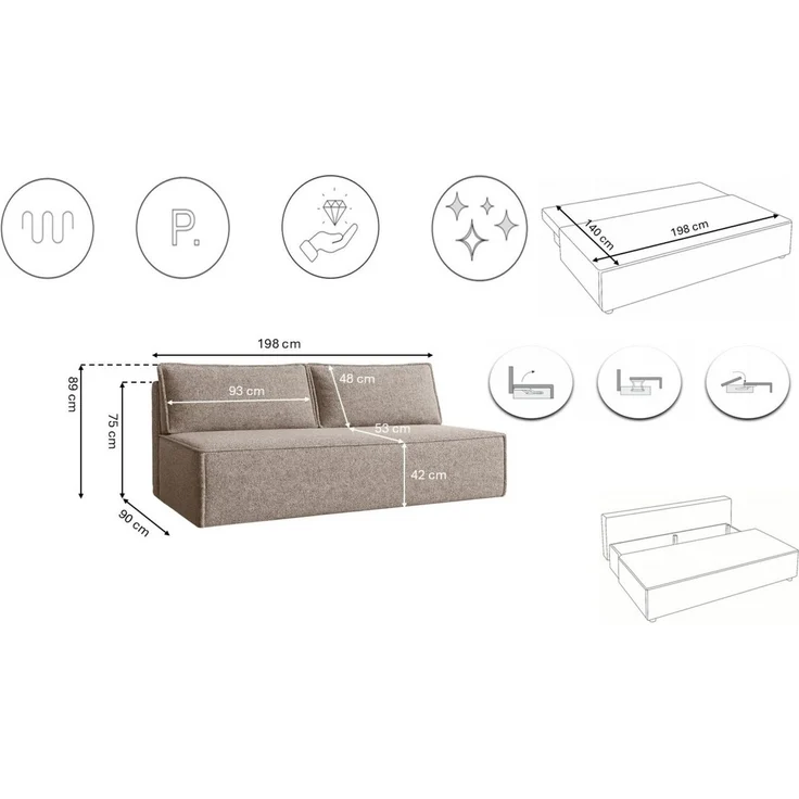 Kaiser Möbel Sofa mit schlaffunktion und bettkasten DUE Poso und Verita – Bild 2