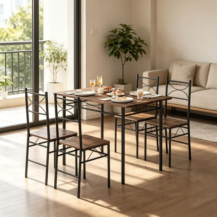 Moderne Essmöbel-Set,Modernes Design Esszimmer-Tisch und Essstühle,Balkon Essmöbel Set,Bistro Essmöbel Set(nur mit Esstisch und die Essstühle)