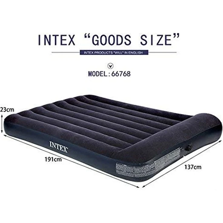 Intex Luftbett 66768 Luftbett "PillowRest Classic" blau 137x191x23cm, wasserfeste, beflockte Oberseite – Bild 5