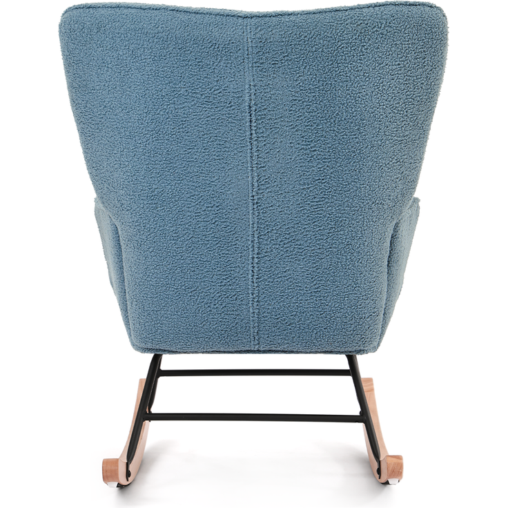 GOEURVANT 5006 Schaukelstuhl mit Hocker (Relaxsessel, Ohrensessel), Teddy-Stoff - Taubenblau – Bild 4