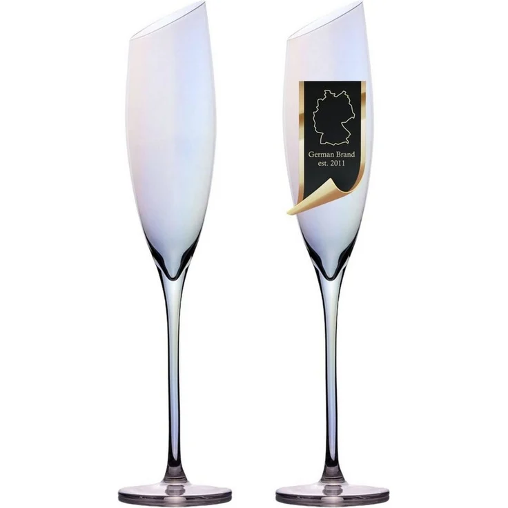 Intirilife Sektglas Champagnergläser Sektgläser Prosecco Glas spülmaschinenfest 150 ml, 2-tlg, Glas, Champagner Sekt Prosecco Gläser Set 150ml Regenbogen Schimmer (2-tlg) – Bild 1