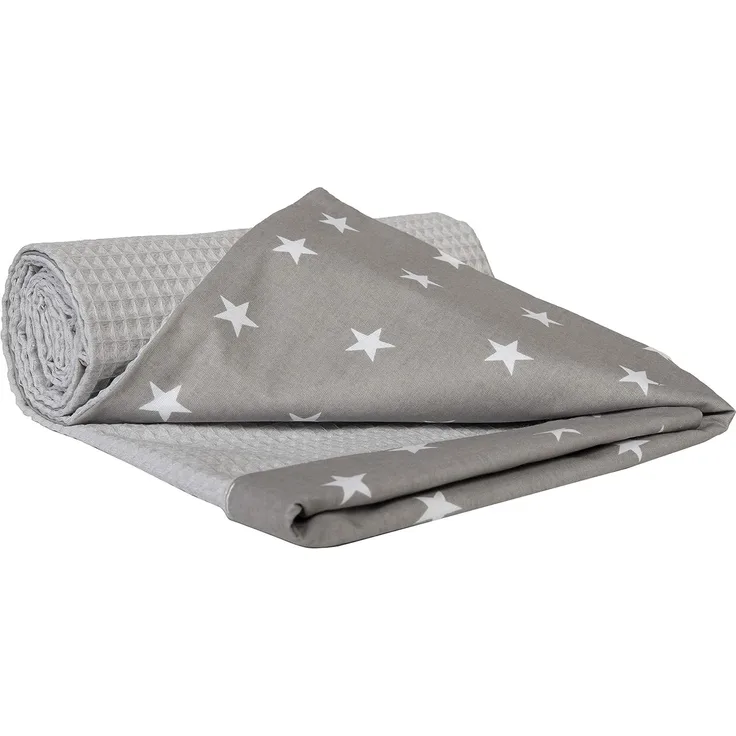 Medi Partners Babydecken Baby 100% Baumwolle Krabbeldecke Babydecke 75x100 cm doppelseitig Kinderbett Waffle Kuscheldecke Kinderwagen (‎Sternen mit Grauen Waffle)