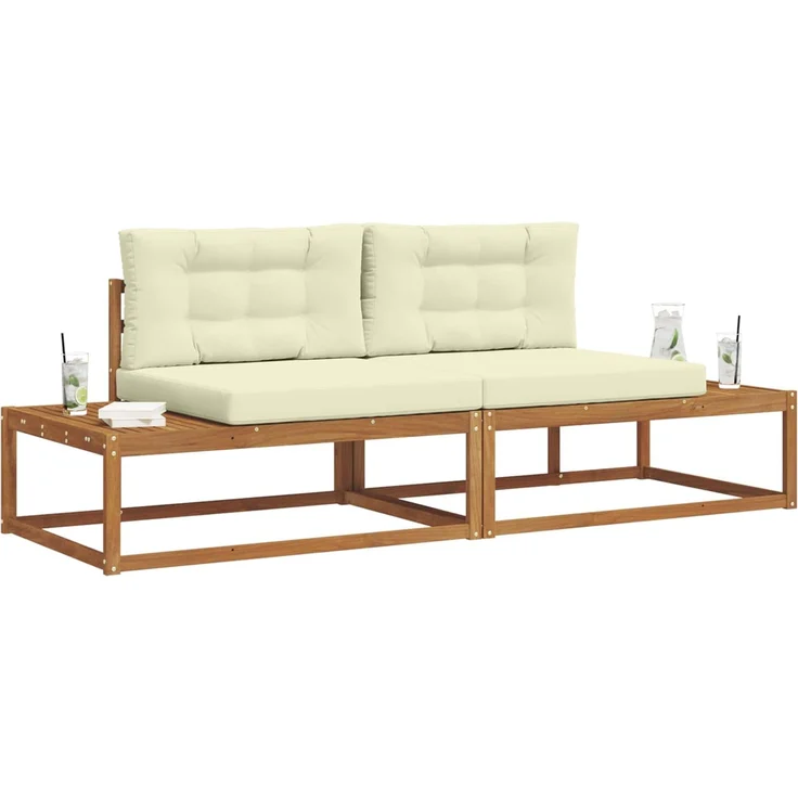 vidaXL Outdoor-Sofagarnitur Natur und Creme Massivholz Akazie 3368123 – Bild 3