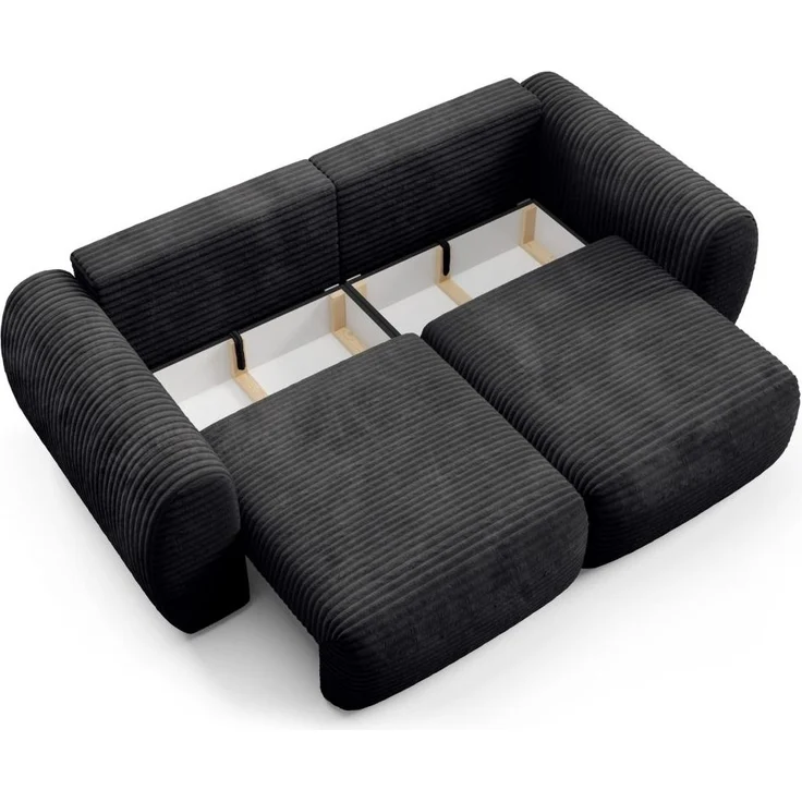 Sofa 2-Sitzer mit Schlaffunktion SIMONE in Stoff Ambience Schwarz – Bild 2