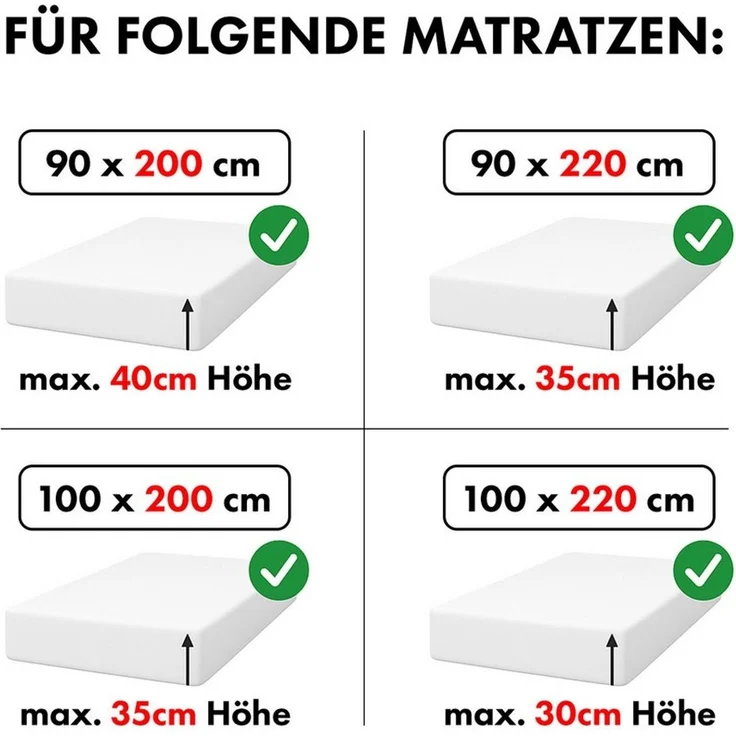 Jacobson Spannbettlaken PREMIUM für hohe Matratzen, Boxspringbett & Überlänge - 200 g/m², Stoffgewicht - straffer Sitz für maximalen Halt – Bild 2