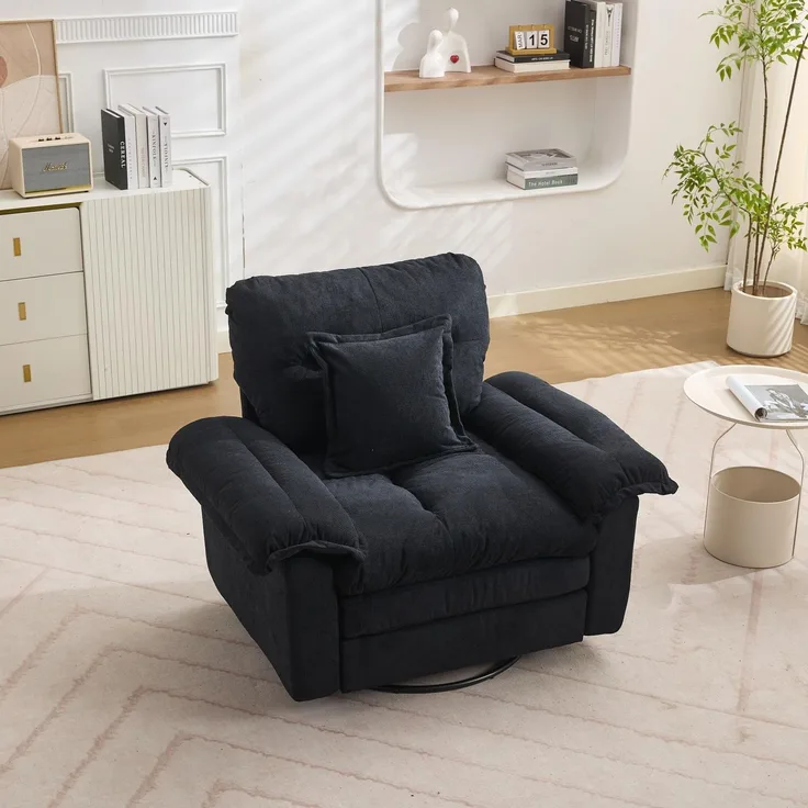 Ball & Cast Kleine Couch, Mini Sofa mit 360° drehbarem Sitzsessel für Wohnzimmer, Schlafzimmer, Wohnung & Büro, Schwarz