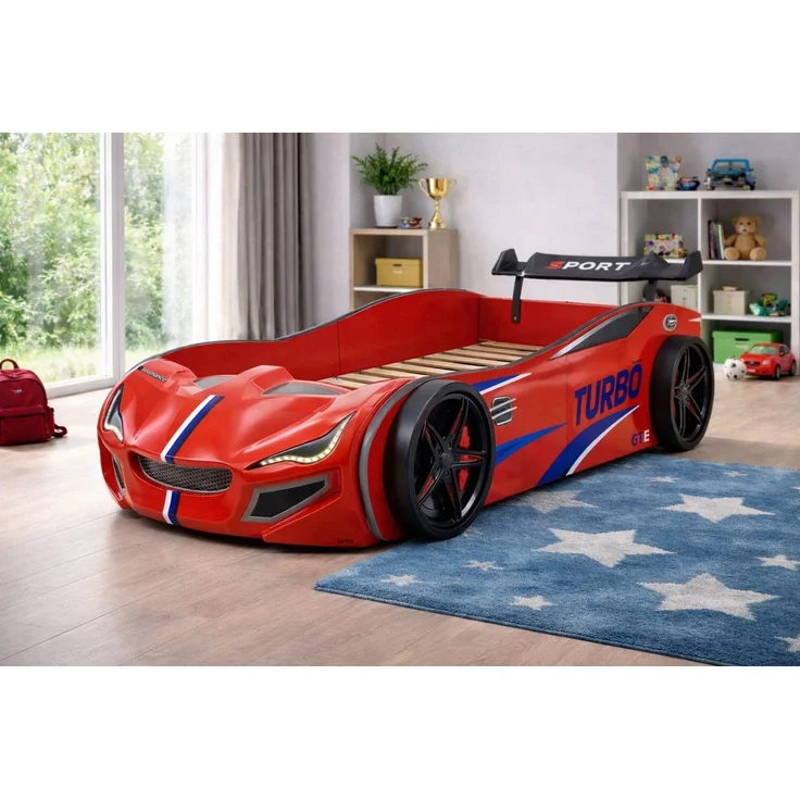 Aileenstore Autobett TURBO GTE (ohne Zubehör), Kinderbett 90x200, Lattenrost,LED,Unterbodenlicht,Sound,Fernbedienung – Bild 3