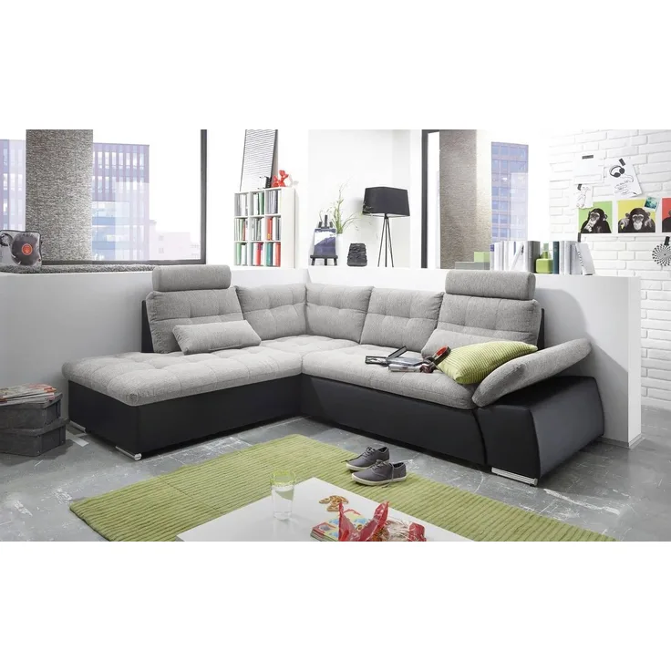 Bega Ecksofa links JAKARTA mit Schlaffunktion schwarz silver