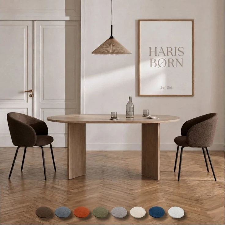 Haris Børn Esszimmerstuhl mit Armlehnen NØR - Hochwertige Polsterstühle für Esszimmer (Set, 2 St), Braun - Premium Esszimmer Stühle & Wohnzimmer Stühle – Bild 1