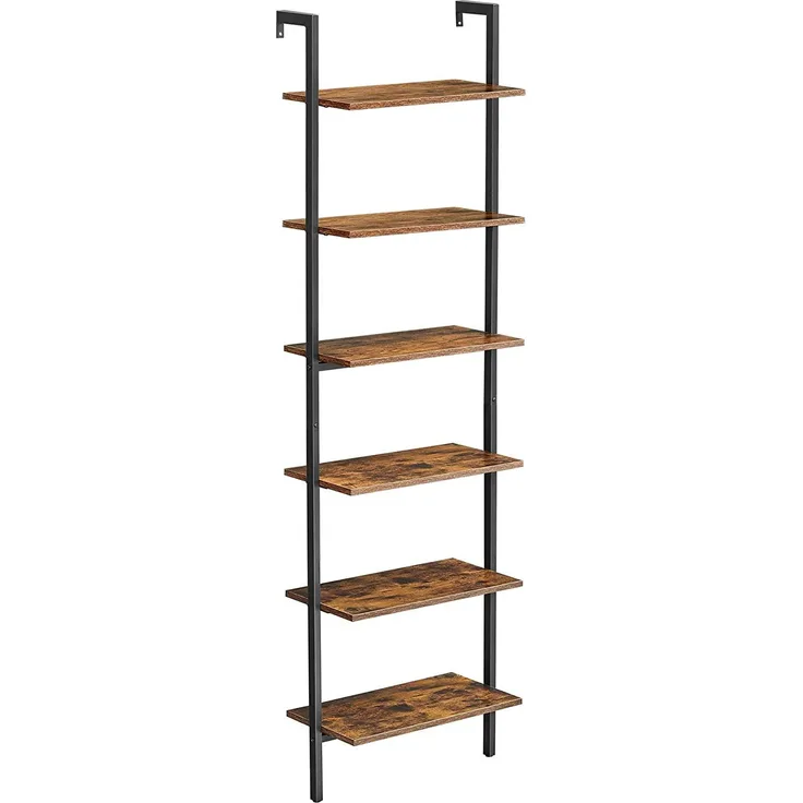 Vasagle Standregal, Bücherregal, 6 Ablagen, Leiterregal, Aufbewahrung für Bücher, Dekoration, Schlafzimmer, Wohnzimmer, Büro, 60 x 30 x 204,8 cm, Indu [LLS103B01]