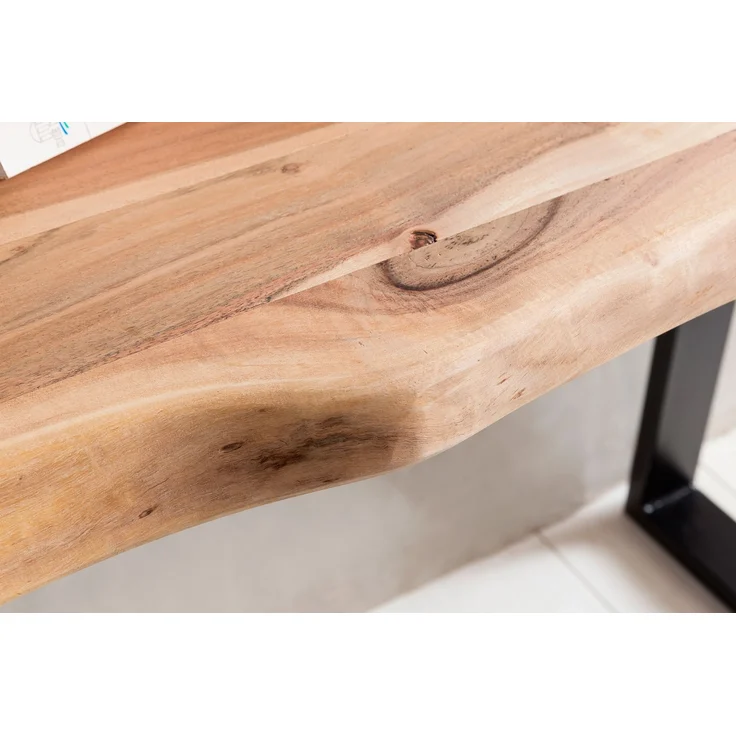 Konsolentisch GAYA 120cm Akazie Massivholz Landhausstil Baumkante Metallbeine – Bild 7
