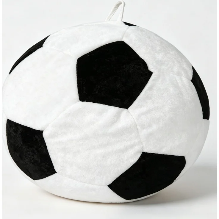 Großer, fußballförmiger Sitzsack, mehrfarbige Ziernähte, bequemes Sofa zum Entspannen im Schlafzimmer, Wohnzimmer oder in der Leseecke, ideal für Erwachsene und Jugendliche – Weiß + Schwarz – 52 x 43,5 x 31,5 cm – YOUDENOVA – Bild 9