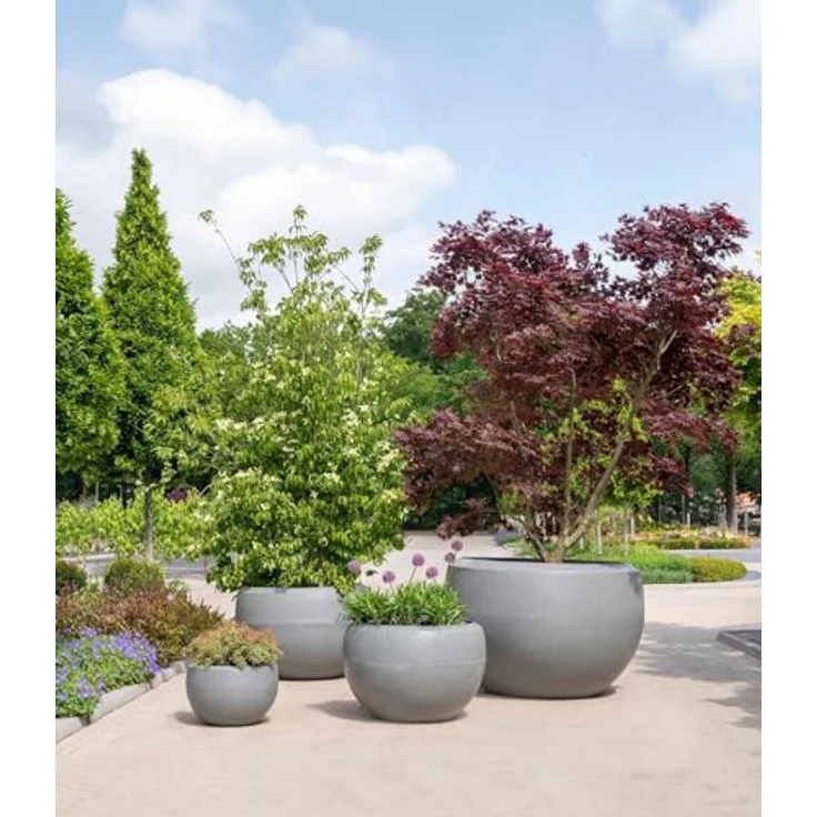 Capi Europe Übertopf rund Arc Granite, Anthrazit, Ø 67 cm x H 45 cm, leicht, bruchsicher, frost- und UV-beständig, für Innen- und Außenbereich – Bild 4