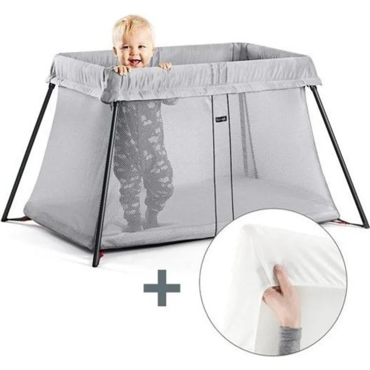 BabyBjörn Reisebett Light + Spannbettuch Silber – Bild 1