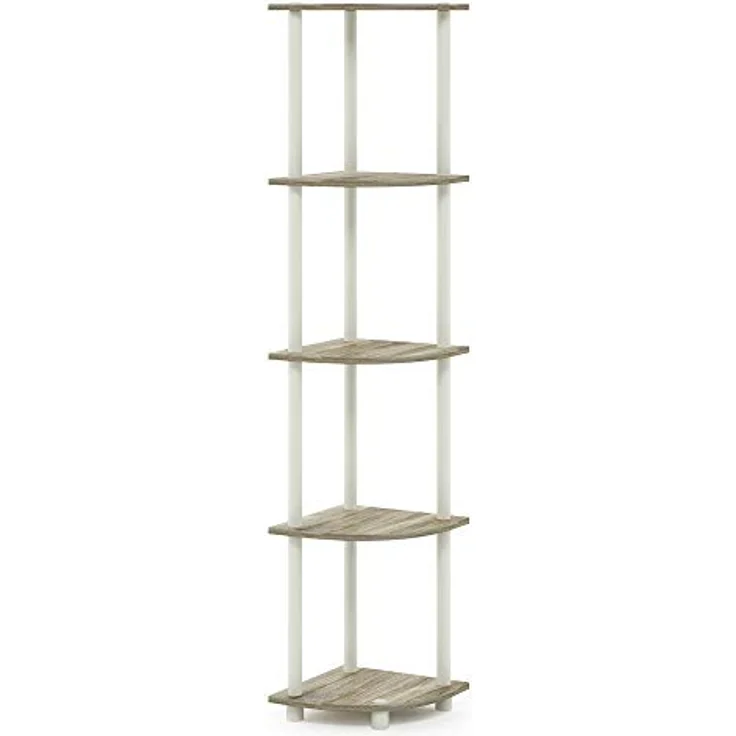 Furinno Eckregal mit 5 Ebenen, Mehrzweckregal, holz, Sonoma Eiche/Weiß, 29. 46x29. 46x146. 56 cm – Bild 9