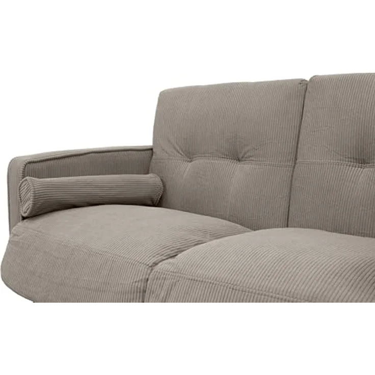 GARDENIA Festes Sofa Bezug aus Samt und Füllung aus Polyester, mit Holzbeinen und abnehmbaren Kissen Joy, Taupe, 130 x 75 x 73 cm – Bild 3