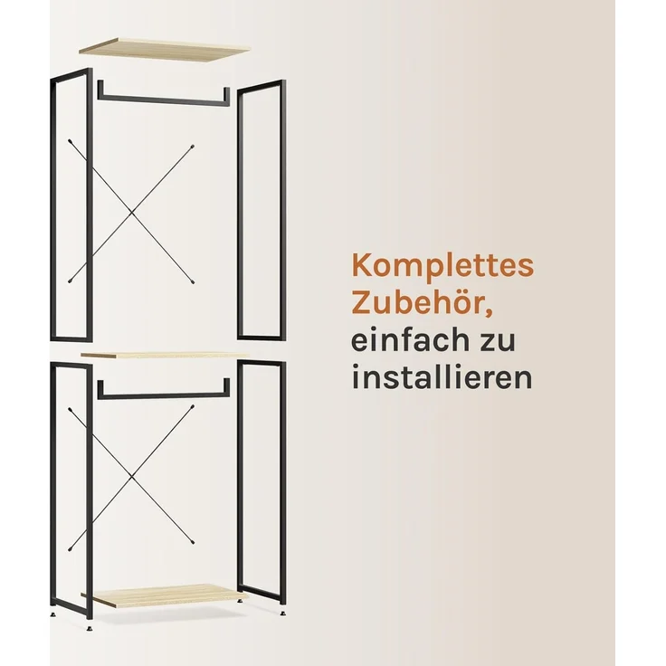 Woltu Kleiderständer, (1 St), Garderobenständer Schwarz Helleiche – Bild 6