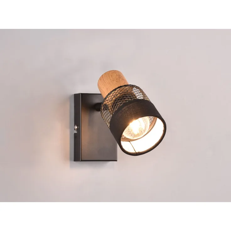 Trio Spot Nandini E14 schwarz, Metall, Holz