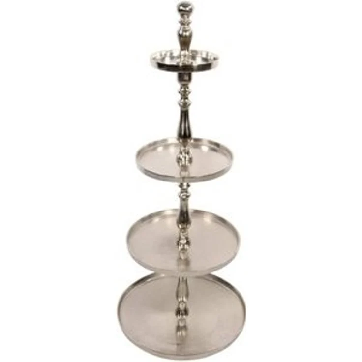 Lesli Living Dekoetagere Etagere Brush 125cm Aluminium silber 4Etagen Servierständer Etagerie – Bild 4
