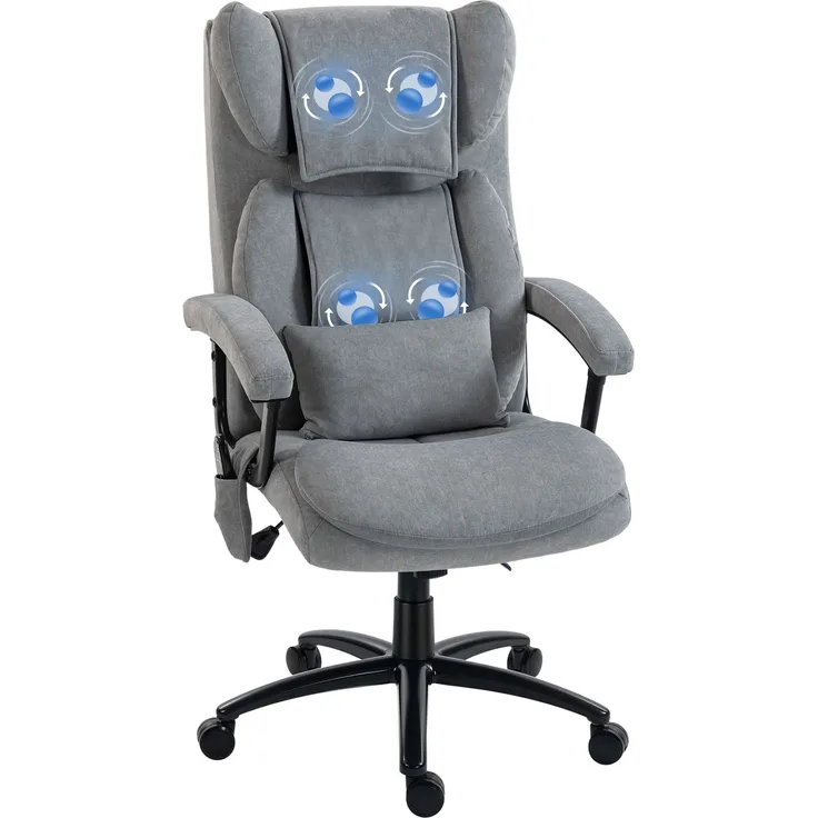 MELAYR, Ergonomischer Massage-Bürostuhl mit 4 Knetpunkten, 76 x 70.5 x 122 cm, Grau