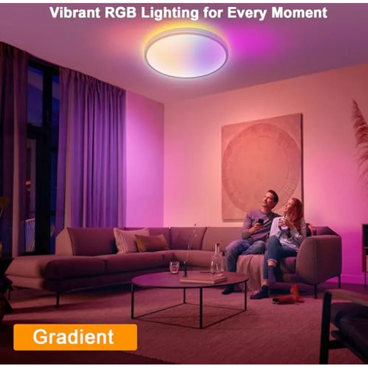 Comely LED Deckenlampe 28cm Rund 24W Dimmbar mit Fernbedienung RGB Hintergrundbeleuchtung IP44 Badezimmerlampe Deckenleuchte für Küche Flur Wohnzimmer Schlafzimmer – Bild 6