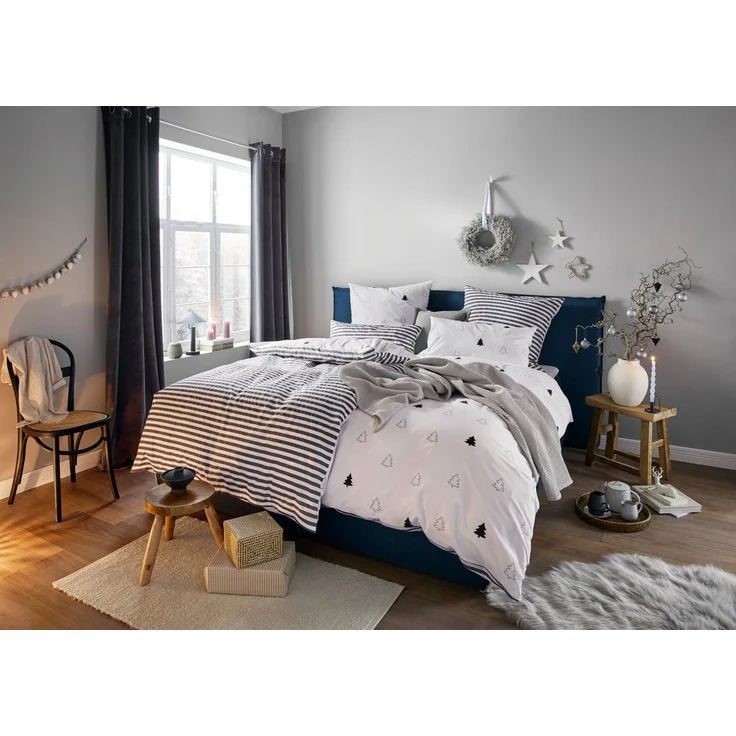 OTTO home Wendebettwäsche JULIE in Renforcé oder kuscheliger Biber-Qualität, Renforcé, 2 teilig, Bettwäsche mit Tannenbäumen, Baumwolle, Winter, ab Größe 135x200 cm – Bild 1