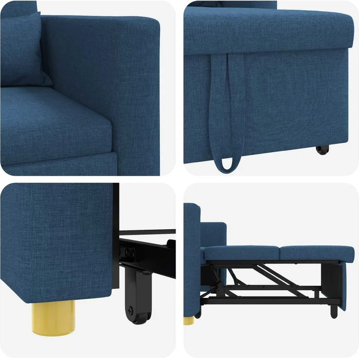 vidaXL Ausziehbare Schlafcouch Einzel Blau 90 x 165 x 87 cm Stoff 42002692 – Bild 7