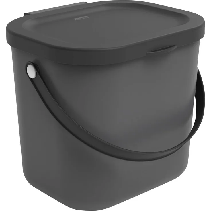 Rotho 'Albula' Biomülleimer mit Deckel, Kunststoff (BPA-frei), 6 Liter, Grau